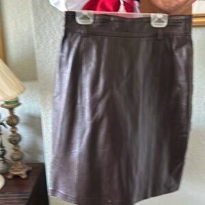Brown leather skirt